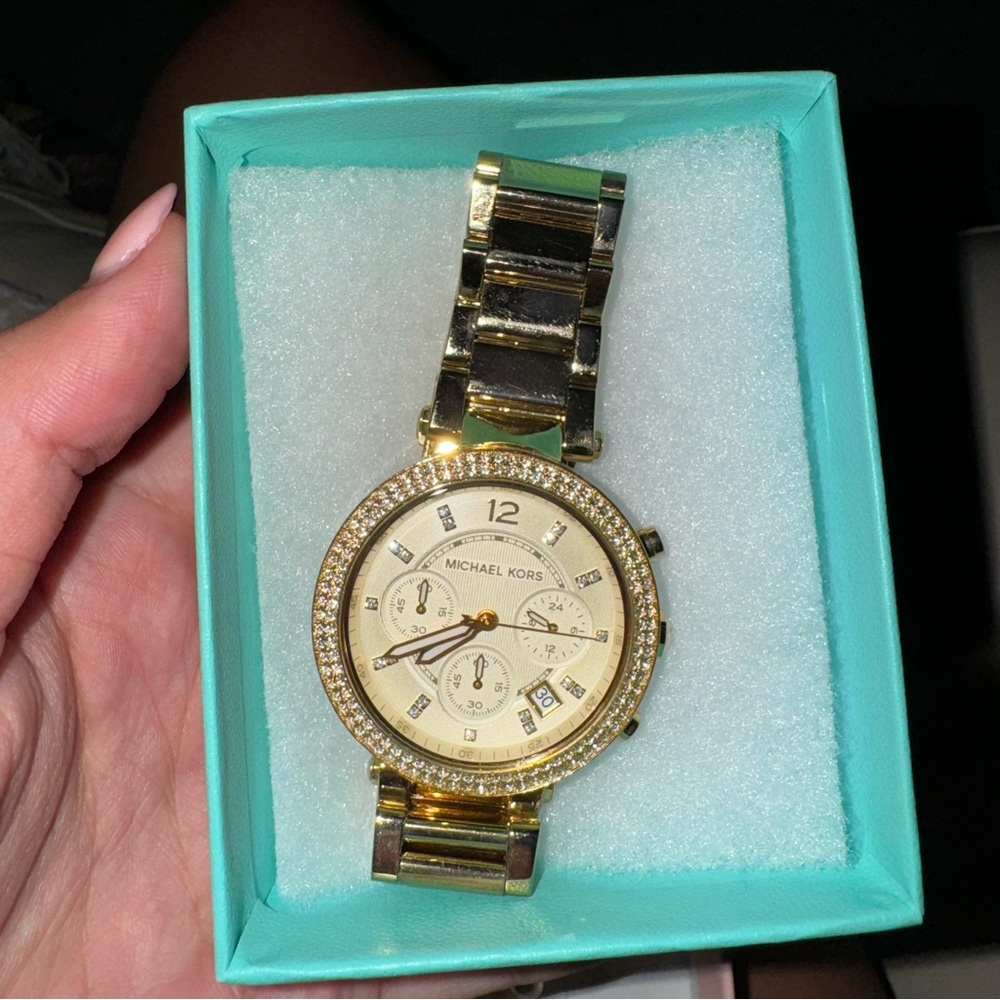 Michael Kors Gold Rhinestone Watch